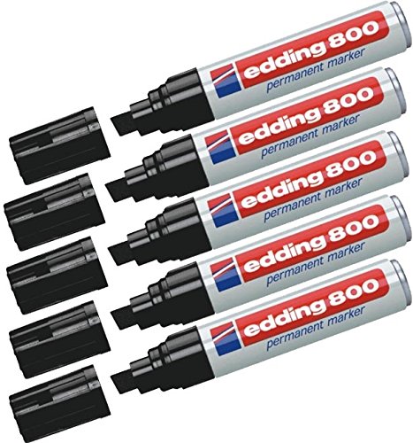 edding Permanentmarker 800, nachfüllbar, 4-12 mm, 5er Packung (Schwarz) von edding