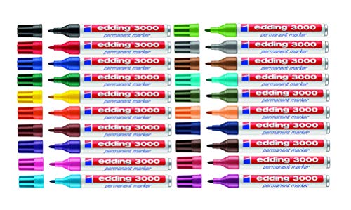 edding Permanentmarker 3000, Rundspitze, Strichstärke 1,5-3mm (20 Farben) von edding