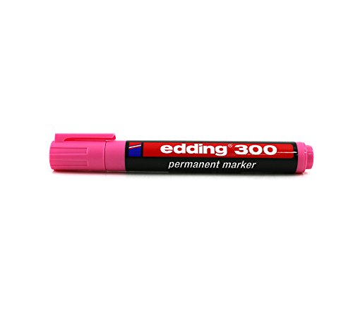 edding 300 Permanentmarker - pink - 1 Stift - Rundspitze 1,5-3 mm - wasserfest, schnell-trocknend - wischfest - für Karton, Kunststoff, Glas, Holz, Metall, Glas von edding