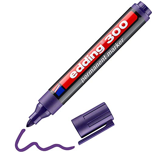 edding 300 Permanentmarker - violett - 1 Stift - Rundspitze 1,5-3 mm - wasserfest, schnell-trocknend - wischfest - für Karton, Kunststoff, Glas, Holz, Metall, Glas von edding