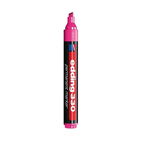 edding 330 Permanentmarker - pink - 1 Stift - Keil-Spitze 1-5 mm - wasserfest, schnell-trocknend - wischfest - für Karton, Kunststoff, Glas, Holz, Metall, Glas von edding