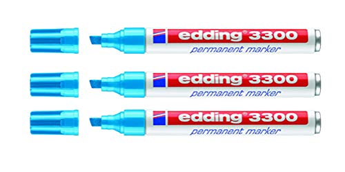 edding Permanentmarker edding 3300, nachfüllbar, 1-5 mm, hellblau (3 Stifte) von edding