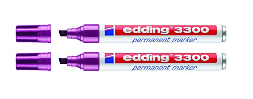 edding Permanentmarker edding 3300, nachfüllbar, 1-5 mm, rot-violett (2 Stifte) von edding