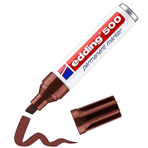 edding 500 Permanentmarker - braun - 1 Stift - Keil-Spitze 2-7 mm - wasserfest, schnell-trocknend - wischfest - für Karton, Kunststoff, Holz, Metall, Glas von edding