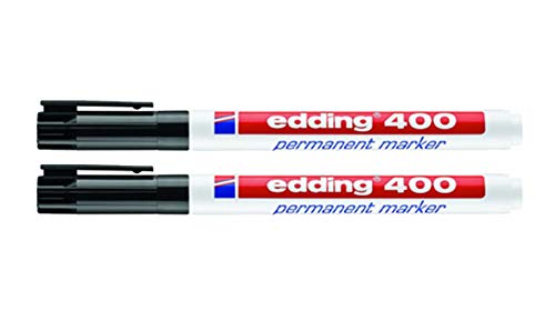 edding Permanentmarker schwarz 400-01 (1 mm, 2er Pack) von edding
