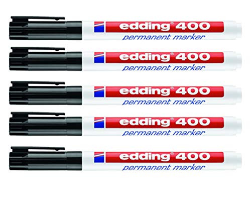 edding Permanentmarker schwarz 400-01 (1 mm, 5er Pack) von edding