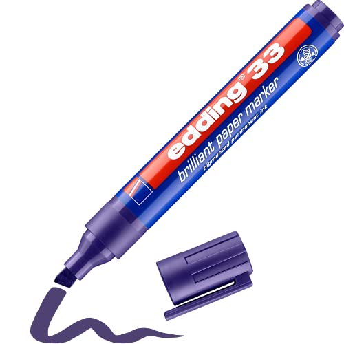 edding 33 Brillant-Papiermarker - violett - 1 Permanent Marker wasserfest - Rundspitze 1,5-3 mm - leuchtende Farben - lichtbeständige Markierung auf Papier, Karton, Kunststoff, Metall oder Glas edding 33 Brillant-Papiermarker - violett - 1 Permanent Marker wasserfest - Rundspitze 1,5-3 mm - leuchtende Farben - lichtbeständige Markierung auf Papier, Karton, Kunststoff, Metall oder Glas von edding