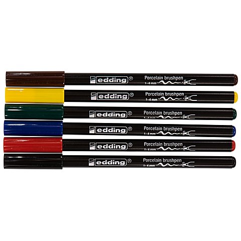 edding Porzellan-Pinselstifte "Grundfarben", 6 Stifte von Edding