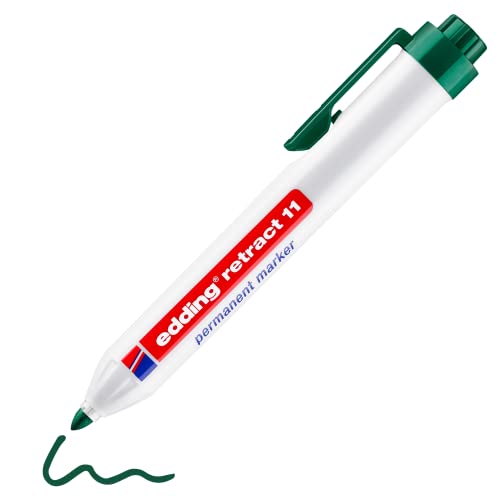 edding Retract 11 Permanent Marker - grün - 1 Stift - runde Feder 1,5-3 mm - wasserfest, schnelltrocknend - für die einfache Einhandbedienung - für Karton, Kunststoff, Holz, Metall, Glas edding Retract 11 Permanent Marker - grün - 1 Stift - runde Feder 1,5-3 mm - wasserfest, schnelltrocknend - für die einfache Einhandbedienung - für Karton, Kunststoff, Holz, Metall, Glas von edding