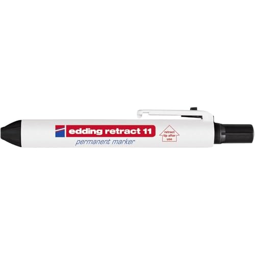edding Retract 11 Permanent Marker - schwarz - 1 Stift - Rundfeder 1,5-3 mm - wasserfest, schnelltrocknend - für die einfache Einhandbedienung - für Karton, Kunststoff, Holz, Metall, Glas edding Retract 11 Permanent Marker - schwarz - 1 Stift - Rundfeder 1,5-3 mm - wasserfest, schnelltrocknend - für die einfache Einhandbedienung - für Karton, Kunststoff, Holz, Metall, Glas von edding