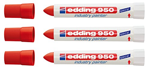 edding Spezialmarker 950 industry painter, 10 mm | (3 Marker, rot) von edding