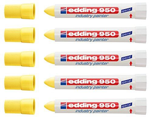 edding Spezialmarker 950 industry painter, 10 mm | (5 Marker, gelb) von edding