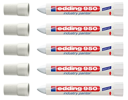 edding Spezialmarker 950 industry painter, 10 mm | (5 Marker, weiß) von edding