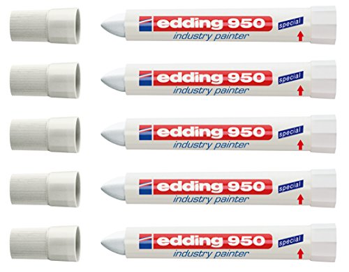 edding Spezialmarker 950 industry painter, 10 mm | (5 Marker, weiß) von edding