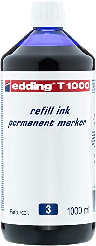 edding T 1000 Nachfülltinte Permanent Marker - blau - 1000 ml - mit Tropfenspendersystem, zum schnellen Nachfüllen fast aller edding Permanent Marker von edding