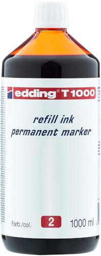 edding T 1000 refill ink Permanent Marker - rot - 1000 ml - mit Tropfenspendersystem, zum schnellen Nachfüllen fast aller edding Permanent Marker von edding