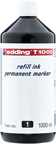 edding T 1000 Nachfülltinte Permanent Marker - schwarz - 1000 ml - mit Tropfenspender, zum schnellen Nachfüllen fast aller edding Permanent Marker von edding