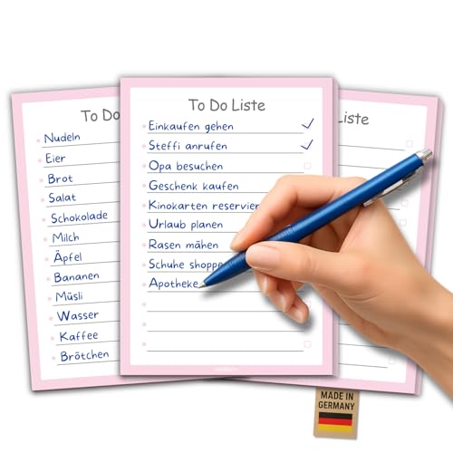 edelkern To Do Liste Block „Pink“ - 3er Set mit je 50 Blatt - DIN A6 Format - Platz für 12 Aufgaben pro Seite - Mit „Erledigt“-Feld - Ideal als Notizblock, Einkaufsliste, Terminplaner & Tagesplaner edelkern To Do Liste Block „Pink“ - 3er Set mit je 50 Blatt - DIN A6 Format - Platz für 12 Aufgaben pro Seite - Mit „Erledigt“-Feld - Ideal als Notizblock, Einkaufsliste, Terminplaner & Tagesplaner von edelkern