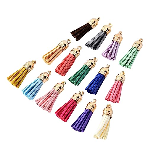 eexuujkl 100 Stück Tragbarer Leder Schlüsselanhänger Quaste Ohrring Armband Halskette DIY Basteln Hängende Dekoration Handgemachtes Handwerk, Kopf aus Roségold von eexuujkl