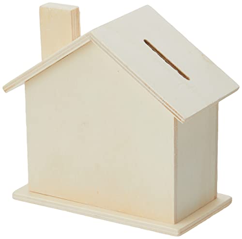 EFCO 1435210 Spardose Haus Holz unbehandelt, braun, 11 x 10 x 7 cm von efco