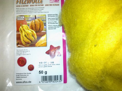 EFCO 50 g Wolle zum Filzen, Lemon Gelb EFCO 50 g Wolle zum Filzen, Lemon Gelb von efco