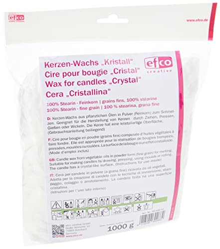 EFCO Kristall Feine Körnung Wachs für Kerzen, 100% Stearin, 1000 g von efco