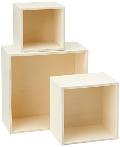 Efco 1435102 Holz Set Boxen unbehandelt quadratisch, braun, 20 x 20 x 10 cm von efco