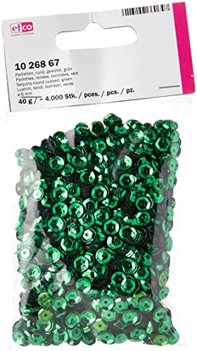 Efco Runde, vertiefte Pailletten, grün, 6 mm, 40 g, 4.000 Stück von efco