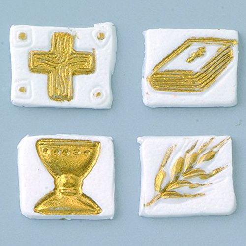 Efco Wachsdeko Heilige Kommunion 20 x 20 mm 4 Teile Weißgold, Wachs, weiß von efco