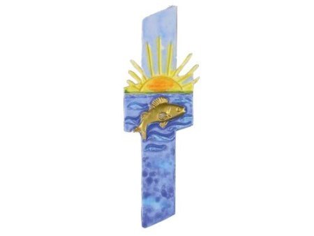 efco "Kreuz + Fisch + Sonne Wachs Dekoration, Mehrfarbig, 140 x 45 mm von efco
