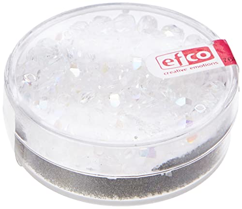 efco Runde Perlen, Glas, facettiert, irisierend, durchsichtig, 4 mm, 100 Stück von efco