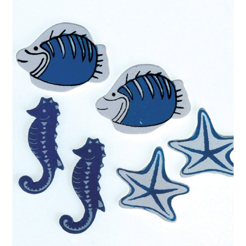 efco Scatter Sea Life Miniatur, Holz, Blau, 25–35 mm, 12 Stück von efco