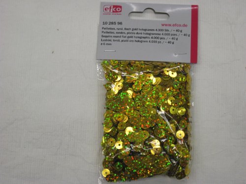 efco rund flach Pailletten, Gold Hologramm, 6 mm, 40 g, 4000-piece von efco