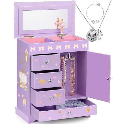 efubaby Große Schmuckschatulle für Mädchen, 5-lagig, Musik-Schmuckhalter, Organizer-Box mit Schwingtür, drehbarer Ballerina, Einhorn, Schmuckset, Kinder-Schmuckschatulle für Mädchen, Kinder, efubaby Große Schmuckschatulle für Mädchen, 5-lagig, Musik-Schmuckhalter, Organizer-Box mit Schwingtür, drehbarer Ballerina, Einhorn, Schmuckset, Kinder-Schmuckschatulle für Mädchen, Kinder, von efubaby