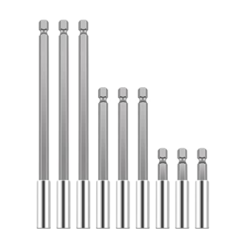 EFUTURETIME 9 x Magnetische Bit Verlängerung, Schnellwechsel Bithalter, 1/4" Hex-Shank Bithalter Lang, für Elektrische Bohrmaschine Schlagschrauber Schraubendreher, 5cm/10cm/15cm von efuturetime