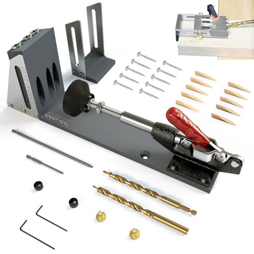 EFUTURETIME Bohrhilfe Schrägloch 15° Bohrschablone Taschenloch, Pocket Hole Jig Kit mit 2 Bohrer 9.5mm, 2 Vierkant Schraubendreher Bits, 10 Taschenlochschrauben, 10 Holzdübeln EFUTURETIME Bohrhilfe Schrägloch 15° Bohrschablone Taschenloch, Pocket Hole Jig Kit mit 2 Bohrer 9.5mm, 2 Vierkant Schraubendreher Bits, 10 Taschenlochschrauben, 10 Holzdübeln von efuturetime