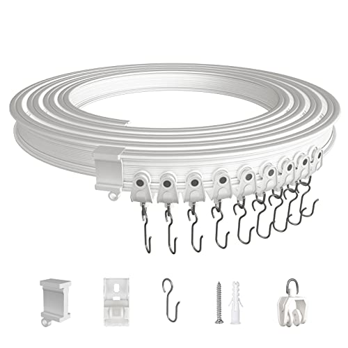 EFUTURETIME Gebogene Gardinenschiene, 5 Meter, Flexible Vorhangschiene aus ABS, Deckenvorhangschienen, Zubehör für Vorhänge für Gardinenaufhängung, Raumteiler, Zimmer, Balkone, Büros, Hotels, Weiß EFUTURETIME Gebogene Gardinenschiene, 5 Meter, Flexible Vorhangschiene aus ABS, Deckenvorhangschienen, Zubehör für Vorhänge für Gardinenaufhängung, Raumteiler, Zimmer, Balkone, Büros, Hotels, Weiß von efuturetime