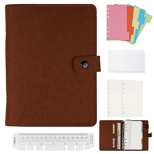 EFUTURETIME Notizbuch A6 Binder Filz Ringbuch Nachfüllbar, Filzhülle Ringbuchmappen mit Trennblättern und 90 Gepunktetem Schreibpapier für Arbeit, Geschenk, Kreative Bemalung, Braun EFUTURETIME Notizbuch A6 Binder Filz Ringbuch Nachfüllbar, Filzhülle Ringbuchmappen mit Trennblättern und 90 Gepunktetem Schreibpapier für Arbeit, Geschenk, Kreative Bemalung, Braun von efuturetime