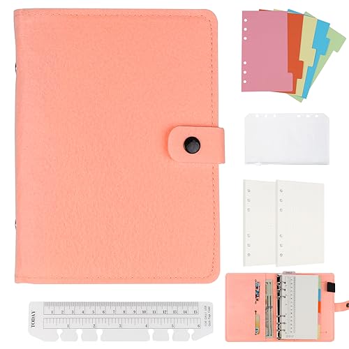 EFUTURETIME Notizbuch A6 Binder Filz Ringbuch Nachfüllbar, Filzhülle Ringbuchmappen mit Trennblättern und 90 Gepunktetem Schreibpapier für Arbeit, Geschenk, Kreative Bemalung, Pfirsichrosa EFUTURETIME Notizbuch A6 Binder Filz Ringbuch Nachfüllbar, Filzhülle Ringbuchmappen mit Trennblättern und 90 Gepunktetem Schreibpapier für Arbeit, Geschenk, Kreative Bemalung, Pfirsichrosa von efuturetime