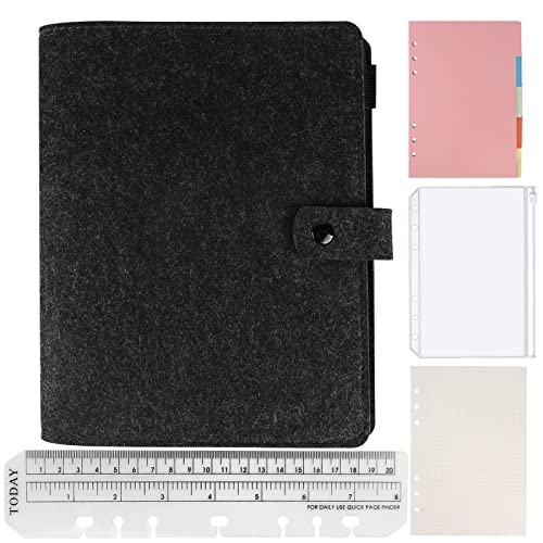 EFUTURETIME Notizbuch Filz Ringbuch A5 Binder Nachfüllbar, Filzhülle mit 90 gepunktetem Schreibpapier für Arbeit, Geschenk, Kreative Bemalung, Dunkelgrau EFUTURETIME Notizbuch Filz Ringbuch A5 Binder Nachfüllbar, Filzhülle mit 90 gepunktetem Schreibpapier für Arbeit, Geschenk, Kreative Bemalung, Dunkelgrau von efuturetime
