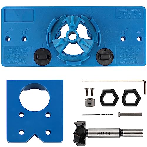 EFUTURETIME Topfscharnier Schablone Set Scharnier Bohrschablone mit Bohrlochabstand 46/48/52mm, Forstnerbohrer Ø35mm Holzbohrer Lochsäge und Scharnier Boring Jig Ø35mm Bohrer Guide von efuturetime