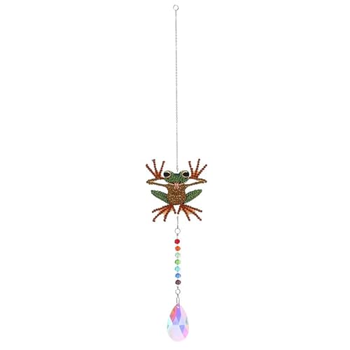 DIY Diamond Painting Hanging for Adults Kids, Craft Point Drill Crystal Pendant Wind Chimes Mosaic Kit Feather Beaded Gift Home Wall Door Decor(Frog) von egjxal