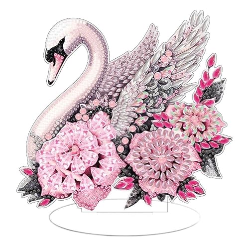 egjxal Swan Diamond Art Painting Desktop Dekoration – Spezielle Form 5D DIY Acryl Tier Tischplatte Ornament Kit für Home Office von egjxal