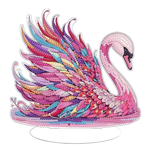 egjxal Swan Diamond Art Painting Desktop Dekoration – Spezielle Form 5D DIY Acryl Tier Tischplatte Ornament Kit für Home Office von egjxal