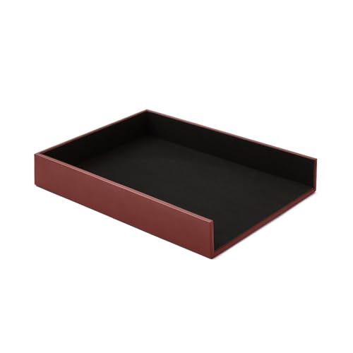 Eglooh - Minerva - Ablagefächer für Schreibtisch und Büro Leder Bordeaux Rot - Bürobedarf Briefablage Papierablage Ablagekorb für DIN A4 - cm 32 x 24,2 x H.5 - Made in Italy von eglooh