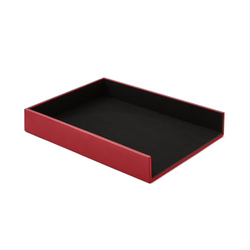 Eglooh - Minerva - Ablagefächer für Schreibtisch und Büro Leder Ferrari Rot - Bürobedarf Briefablage Papierablage Ablagekorb für DIN A4 - cm 32 x 24,2 x H.5 - Made in Italy von eglooh