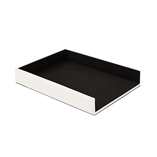 Eglooh - Minerva - Ablagefächer für Schreibtisch und Büro Leder Weiß - Bürobedarf Briefablage Papierablage Ablagekorb für DIN A4 - cm 32 x 24,2 x H.5 - Made in Italy von eglooh
