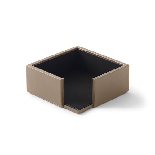 Eglooh - Minerva - Notizzettel Box Leder Taubengrau - Zettelbox, Notizklotz, Zettelkasten für Schreibtisch und Büro - cm 11,2 x 11,2 x H.4,5 - Made in Italy von Eglooh