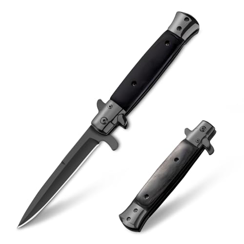 eiloszf Klappmesser Einhandmesser Scharfes Taschenmesser, Jagdmesser Outdoor Survival Messer (Schwarz) von eiloszf