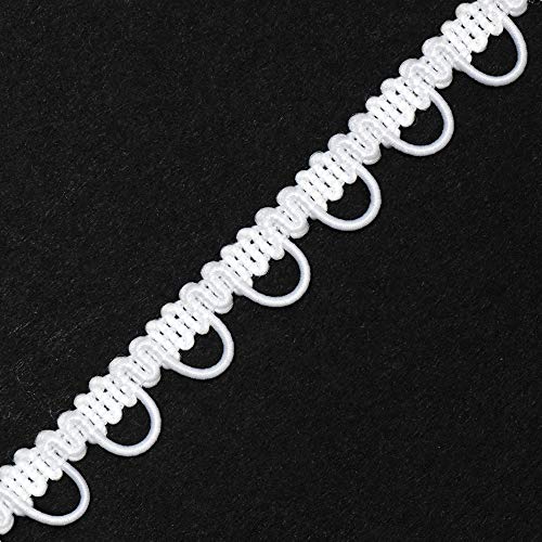 4 Yards Petite Borte mit elastischer Knopfschlaufe für Kostüm, Basteln und Nähen, TR-12155 (weiß) von ejoyce
